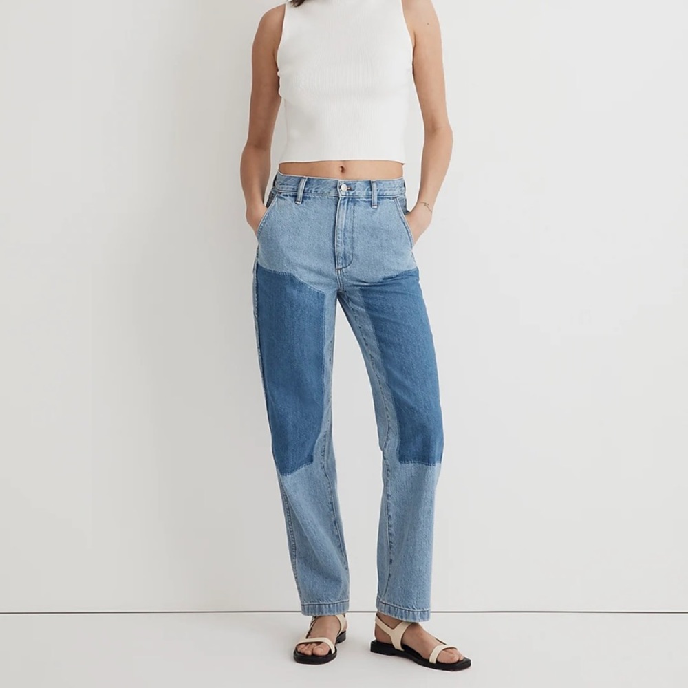 Madewell The '90s Straight Jean in Hazelfern Wash: Shadow-Panel Edition